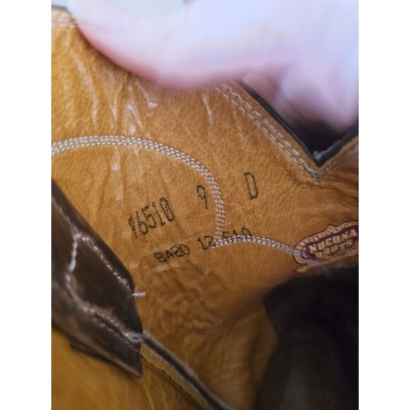 Nocona Brown Leather Western USA Mens Pointed Toe Pull On Cowboy Boots Shoes 9 D - Picture 8 of 10